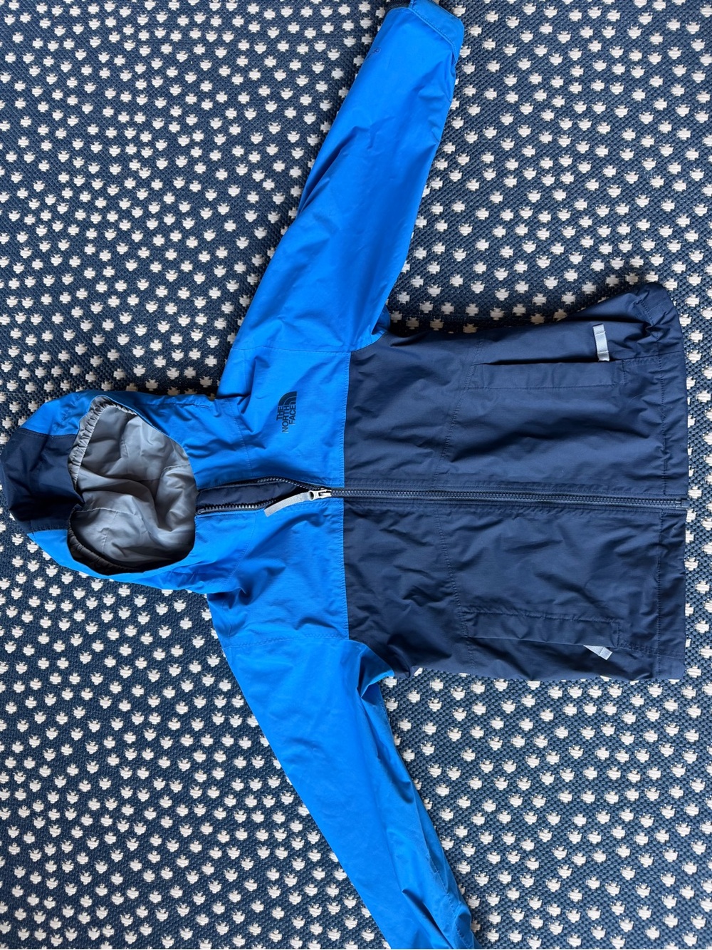 The North Face Kids Two-Tone Blue Hooded Rain Jacket